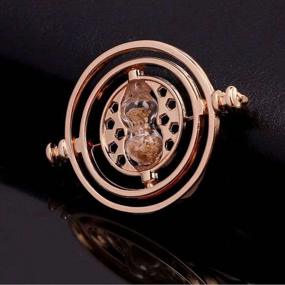 Harry Potter Time Turner Brooch, Gold tone, Lightweight, Glitter Sand, U… - Picture 2 of 3